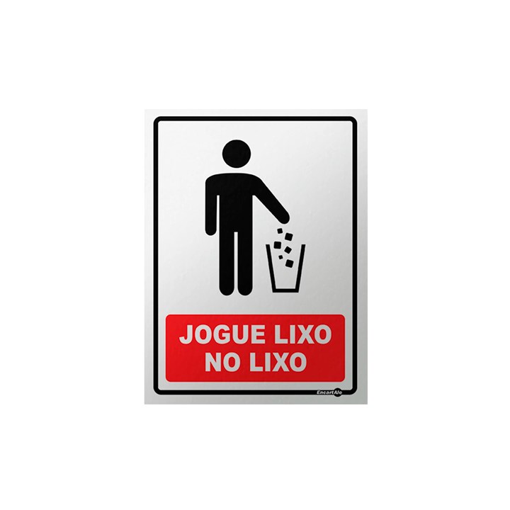 PLACA JOGUE LIXO NO LIXO PS15 0,80MM 15X20CM | Abrafer