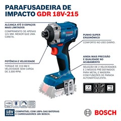 CHAVE DE IMPACTO 18V GDR 18V-215 +MAL+2B BOSCH
